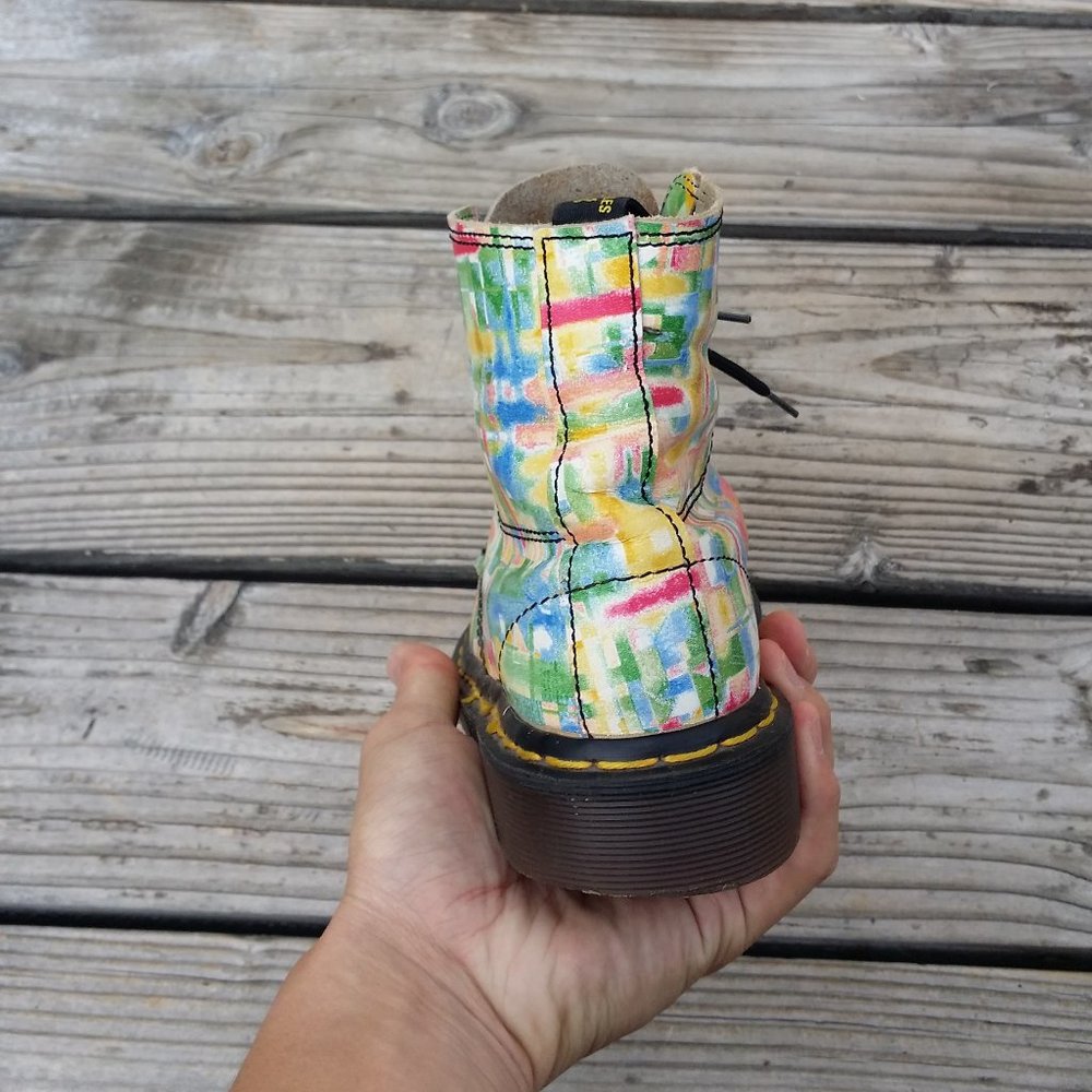 Vintage Women Dr Martens Made in England Multi Color Grid Boots Sneakers Shoes - Picture 7 of 10